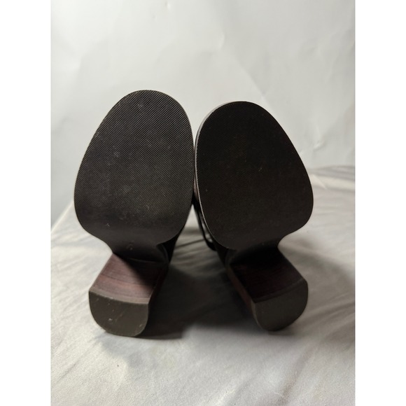 Tory Burch Brown Leather Buckle Strap Block Heel Ankle Boots Women's 5.5 - Picture 9 of 9